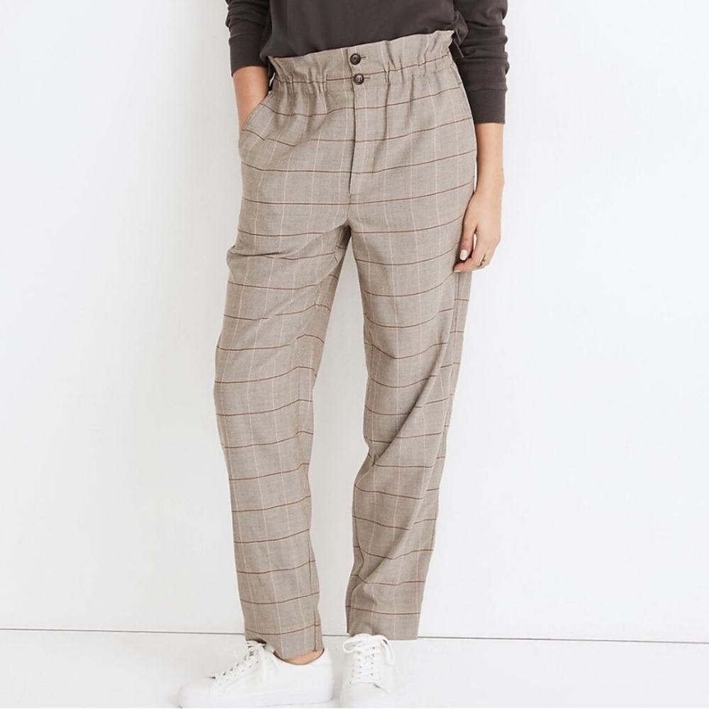 Madewell Paperbag Tapered Pants in Glen Plaid